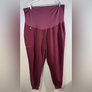 Figs Women's Maroon Maternity Joggers SZ:XXL